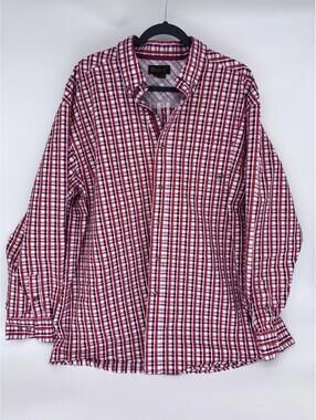 Ariat Long Sleeve Button Up Red Orange White Size XXL **Small Stain**